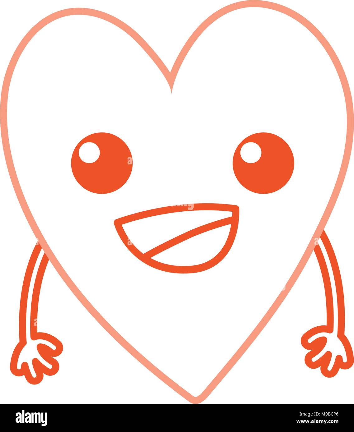 color line cute happy heart kawaii with arms Stock Vector Image & Art ...