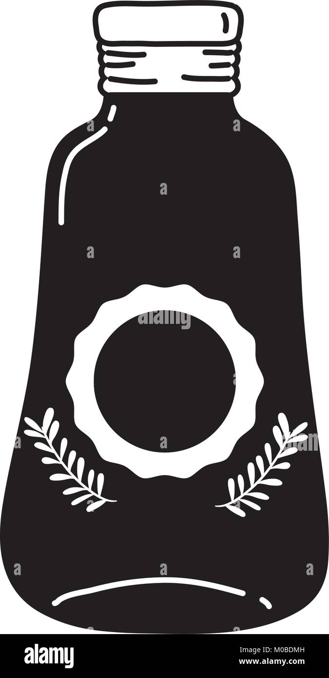 silhouette long mason jar with sticker and braches style Stock Vector ...