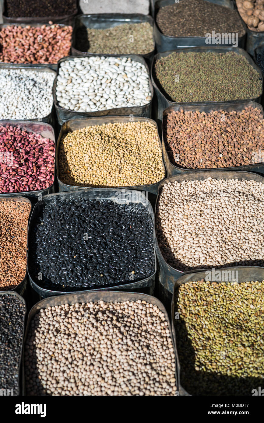 Beans for sale on the street market, Kathmandu, Nepal Stock Photo Alamy