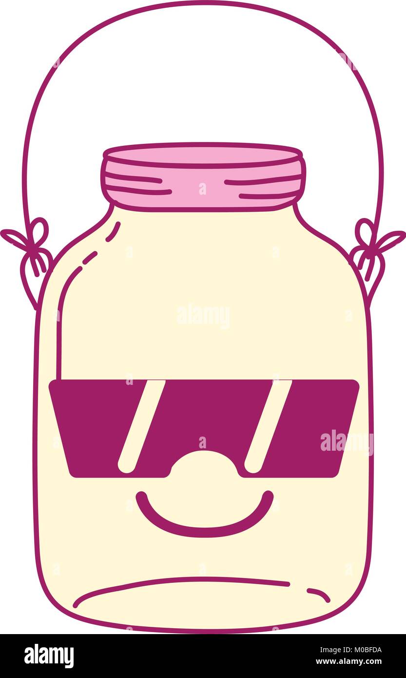 full color happy mason glass kawaii with wire handle and sunglasses