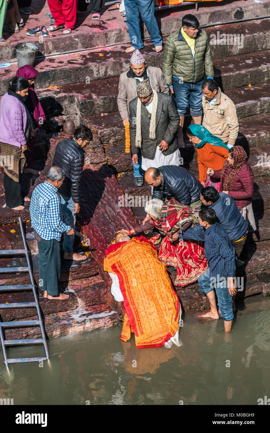 Pashupatinath Temple and Bagmati River in Kathmandu, Nepal Stock Photo