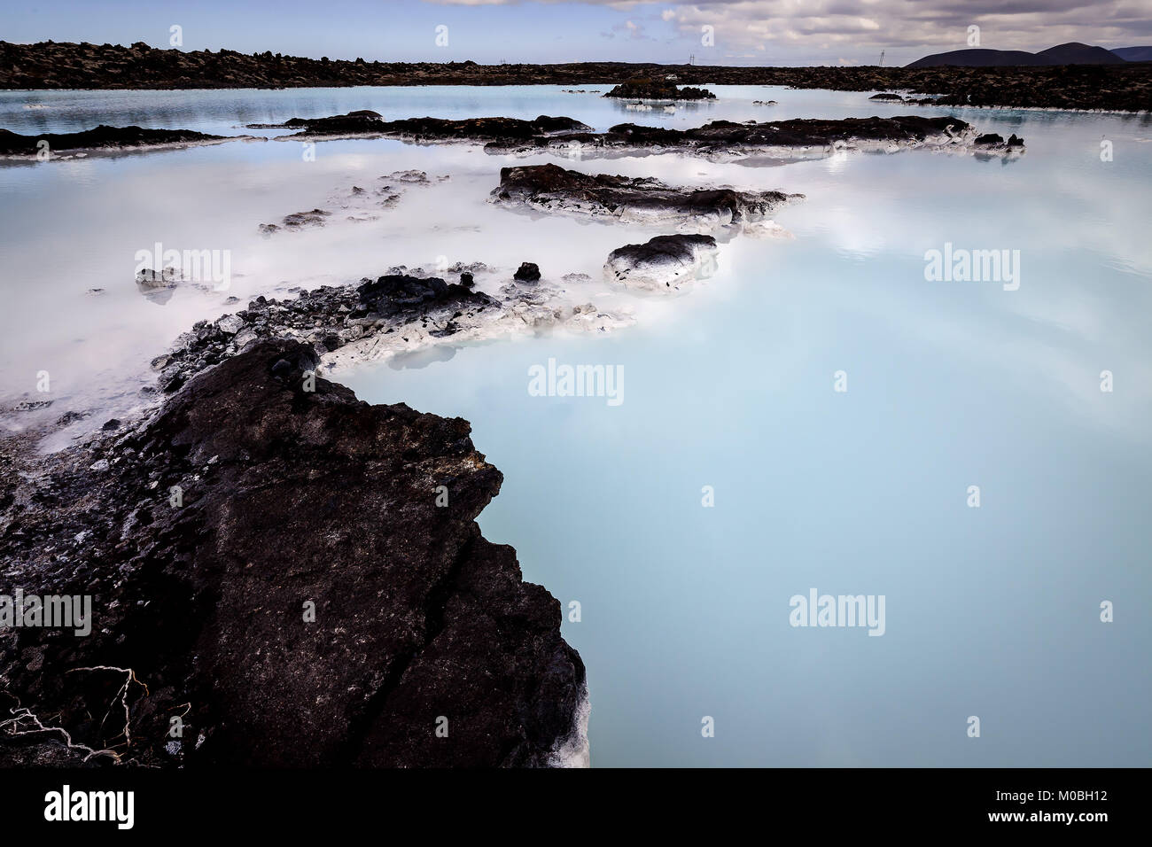 Blue Lagoon geothermal spa is one of the most visited attractions in Iceland. Stock Photo