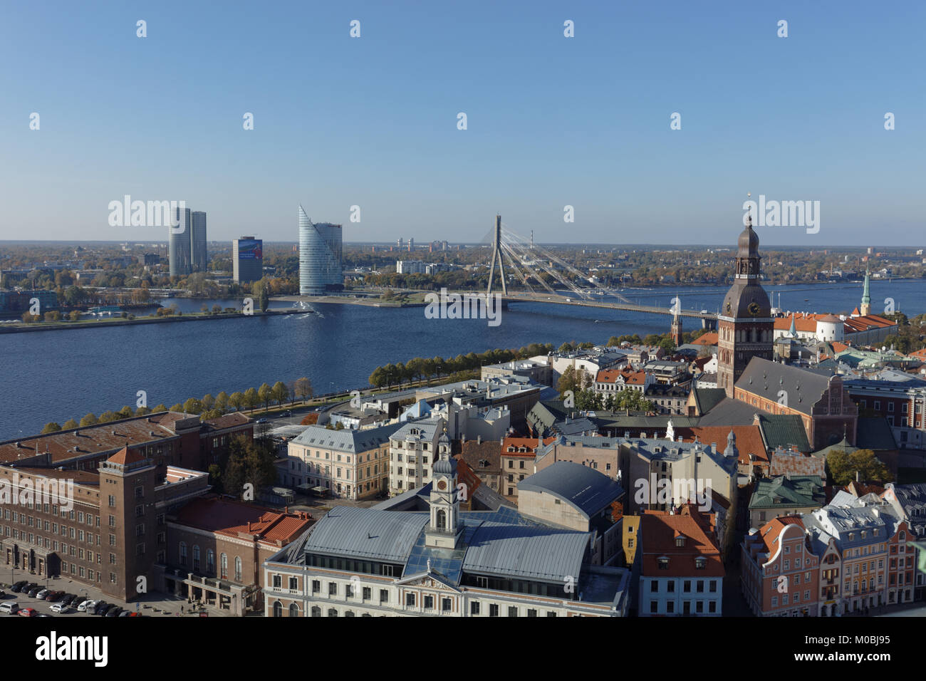 Riga, Latvia - October 15, 2016: Aerial view to the city of Riga. With ...