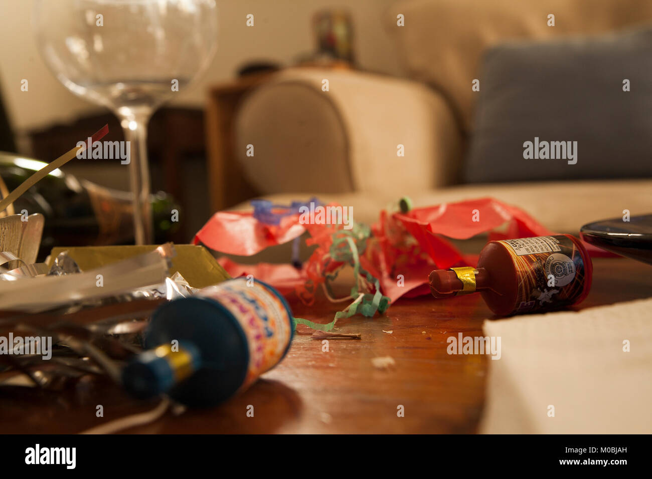 The aftermath of a New Year's celebration Stock Photo