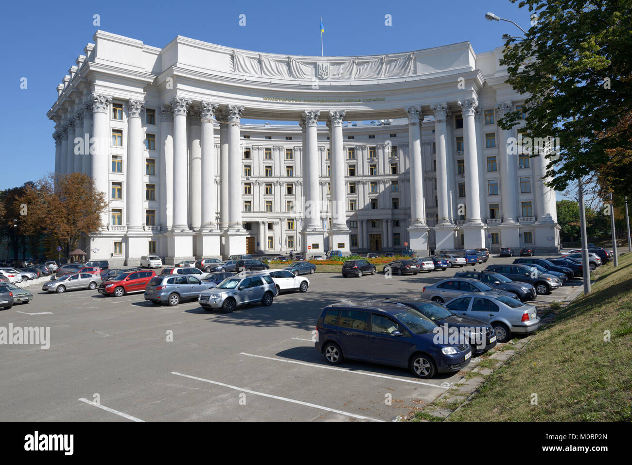 Kiev, Ukraine - August 20, 2013: Building of the Ministry of Foreign Affairs in Kiev, Ukraine on August 20, 2013. It's the only building erected on th Stock Photo