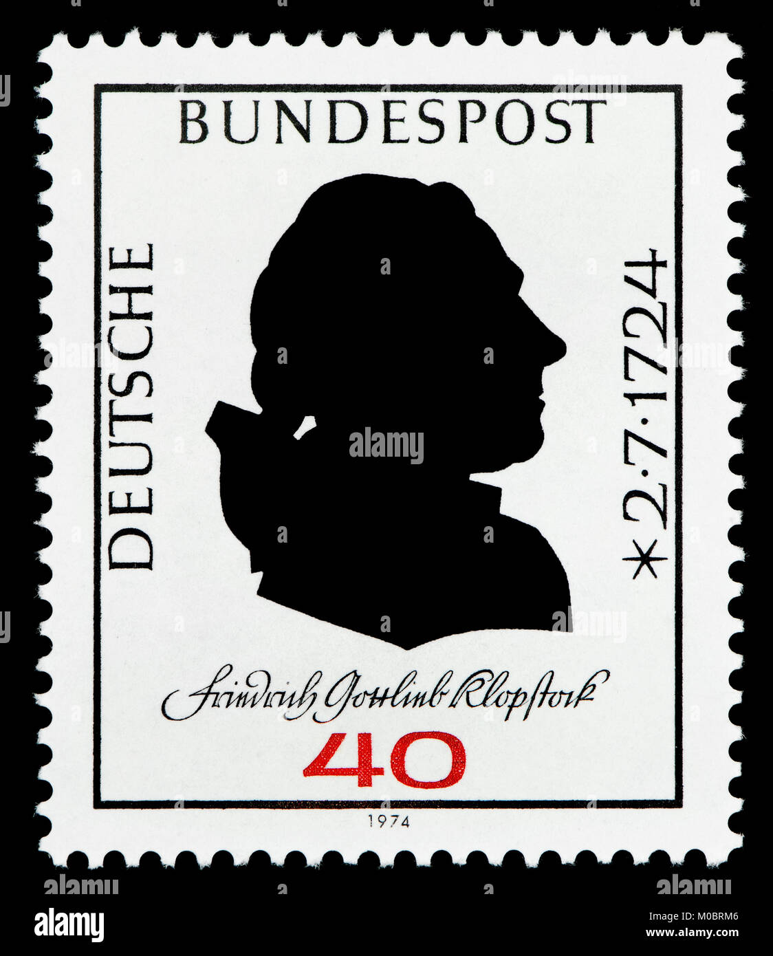 West German postage stamp (1974) : Friedrich Gottlieb Klopstock (1724 – 1803) German poet. Stock Photo