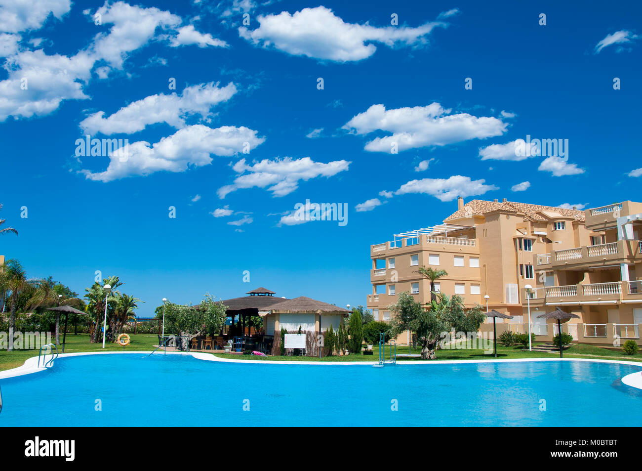 Holiday homes, Playa Deveses, Denia, Alicante, Spain Stock Photo