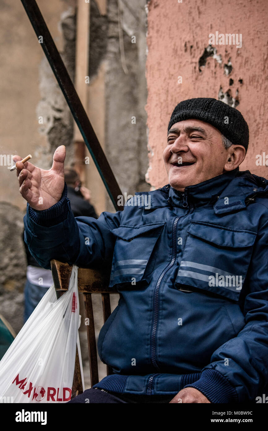 Man pictured in Resina Street Market, Ercolano, Naples, Italy Stock Photo