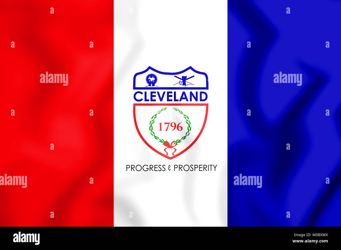 3D Flag of Cleveland (Ohio), USA. 3D Illustration. Stock Photo