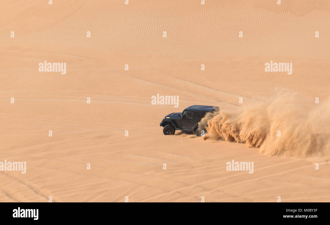 Off road desert driving in Sweihan area of Abu Dhabi, UAE. The