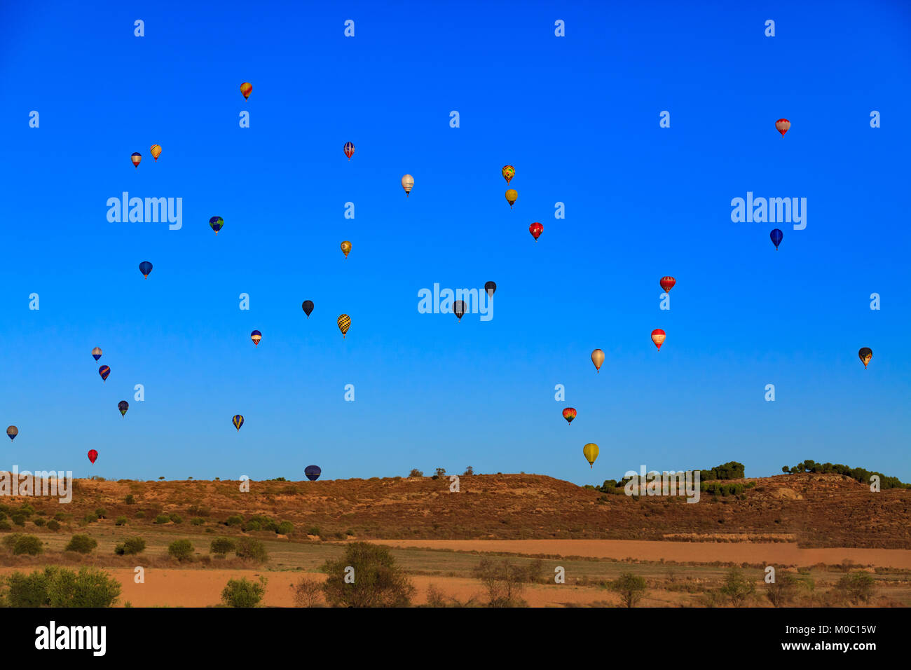 Hot air balloons in the blue sky Stock Photo - Alamy