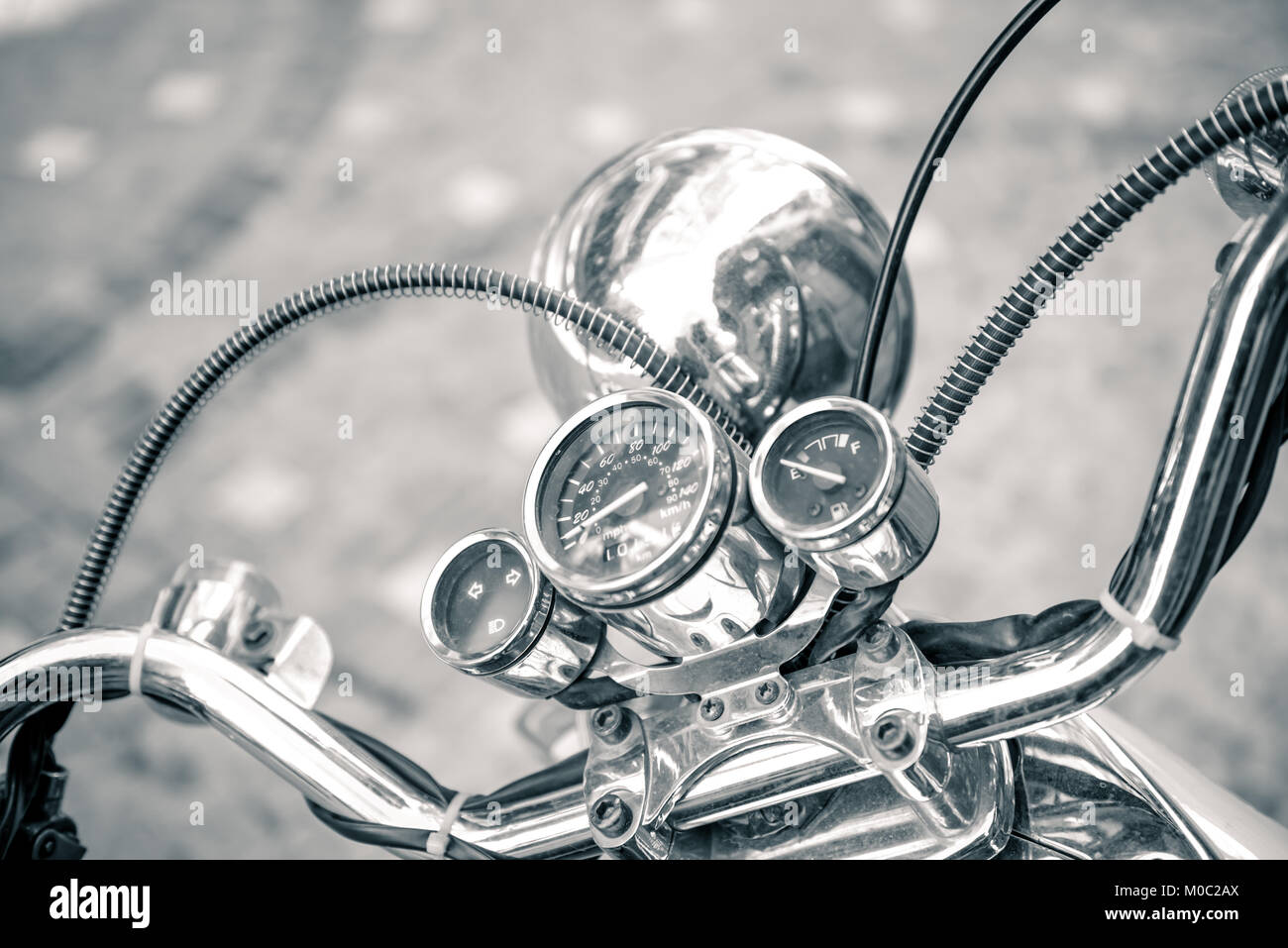 Chrome headlight speedometer motorcycle hires stock photography and