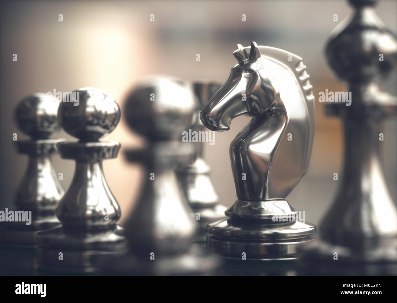 Pieces of chess game, image with shallow depth of field. Stock Photo