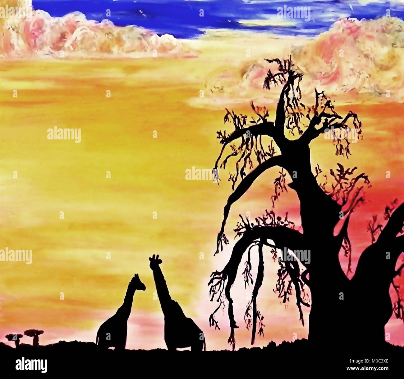 Giraffes silhouetted in nature. Art vector from own painting Stock Vector  Image & Art - Alamy