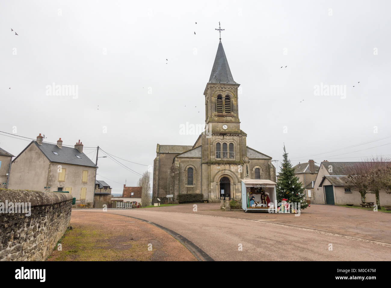 Sainte Nazaire church on Le Bourg in the French village Crux-la-Ville, Nievre, Bourgogne, France Stock Photo