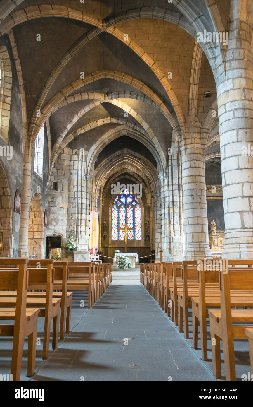 Interior of church Notre-Dame de Montlucon, Allier, Auvergne, France Stock Photo