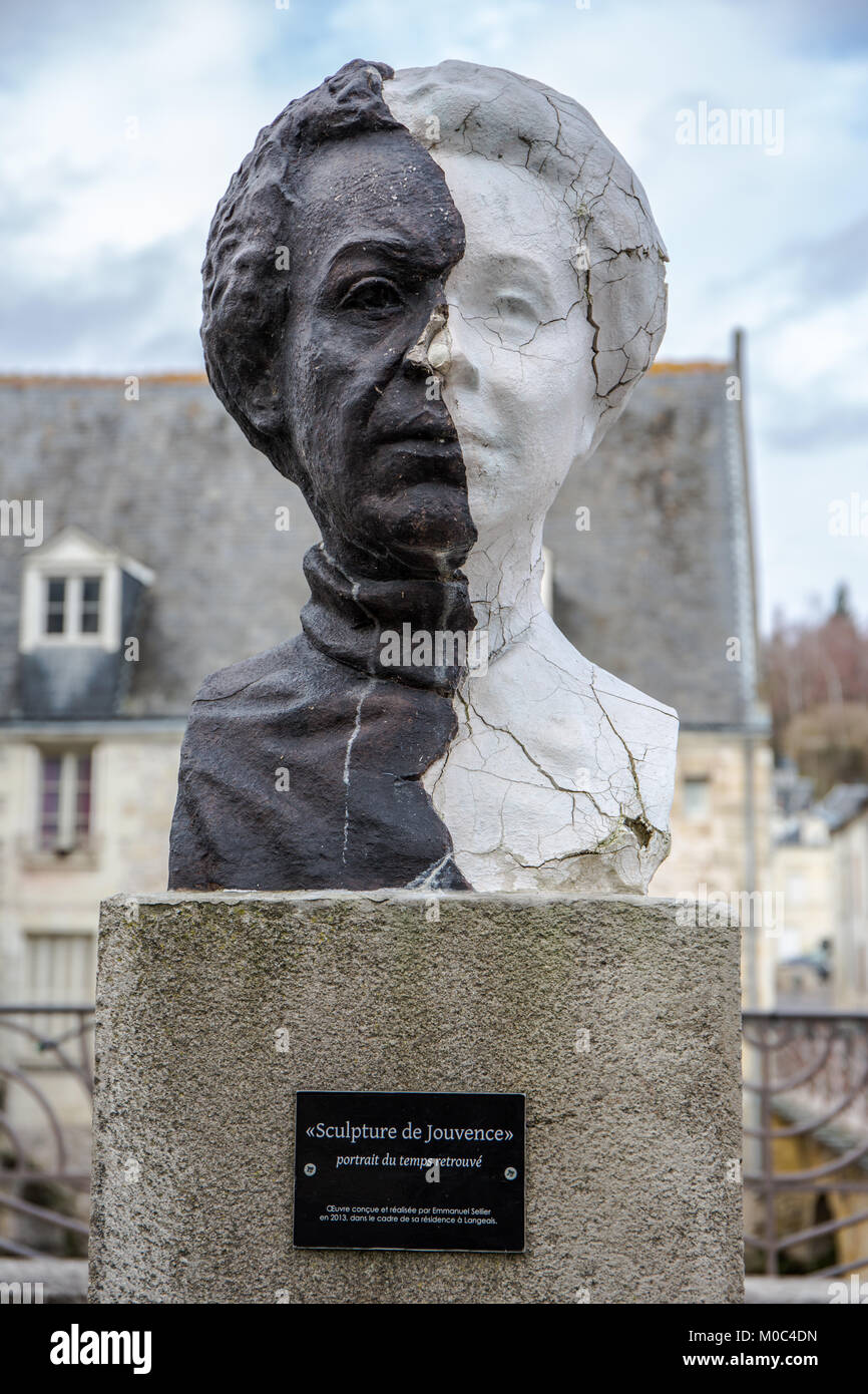 'Sculpture de Jouvence' by Emmanuel Sellier as found in the town of Langeais, Indre-et-Loire, France Stock Photo
