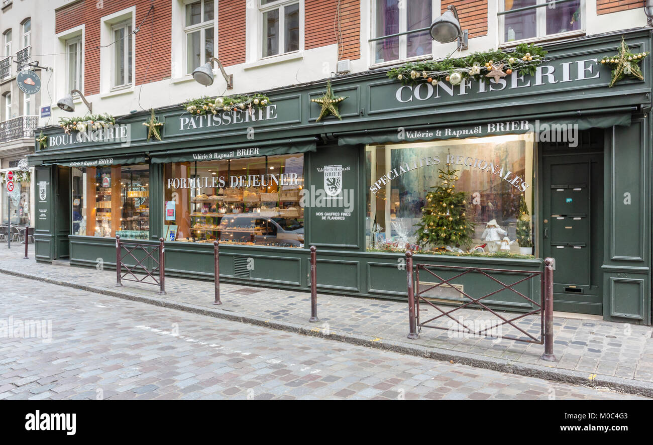 Exterior of boulangerie / patisserie 'Brier' on Rue Esquermoise in Lille, France Stock Photo