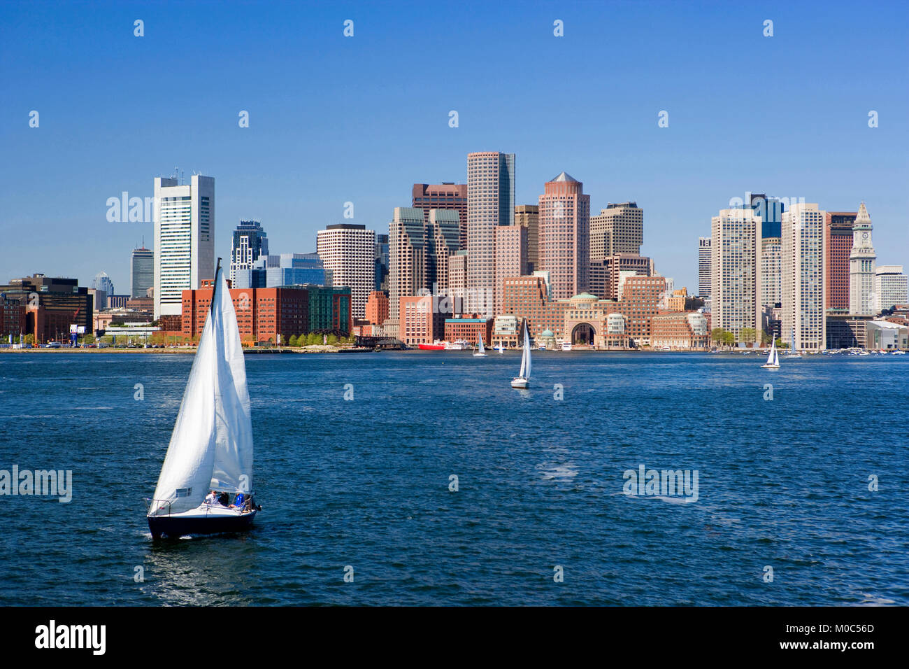 Sailing on the Charles River, Boston skyline in background