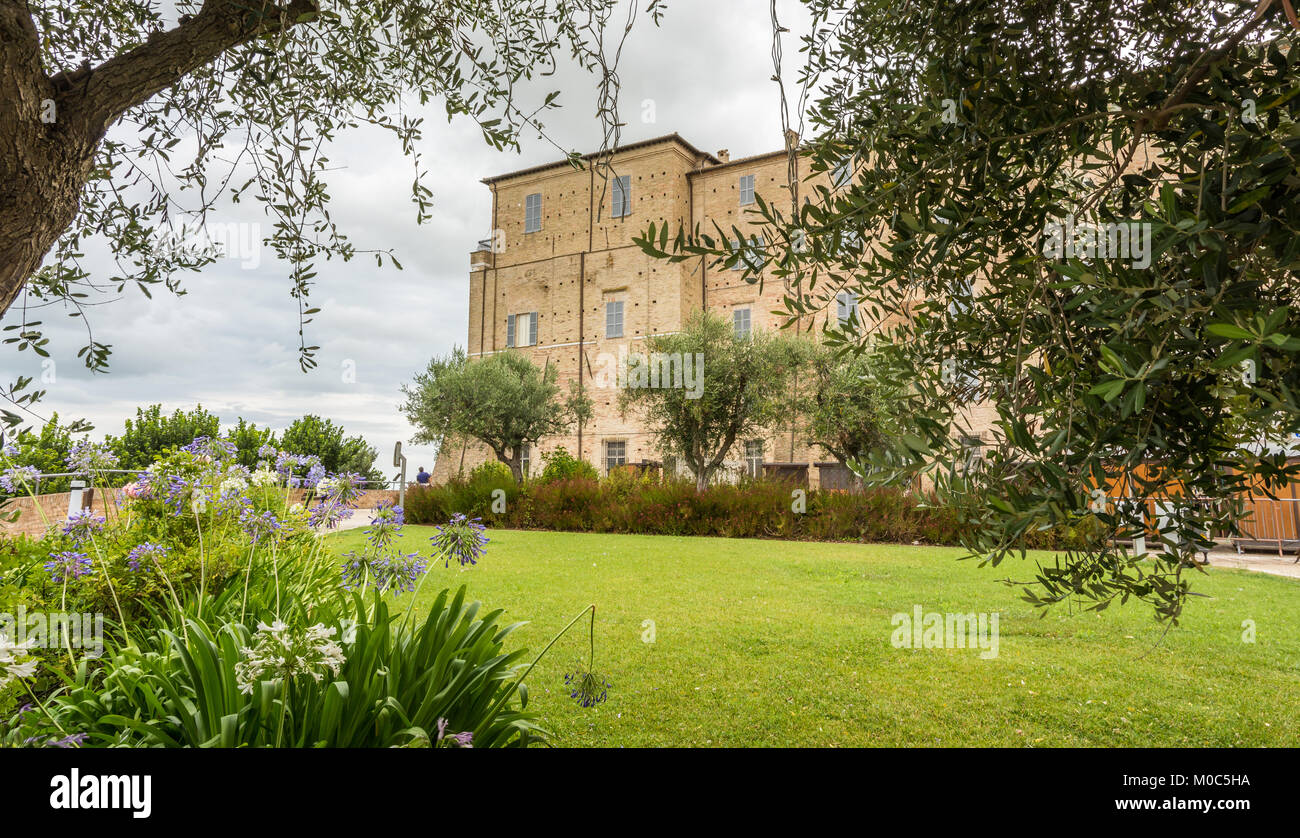 Sanctuary of the Holy House of Loreto, Marches, Italy. View of the Apostolic Palace and the garden Stock Photo