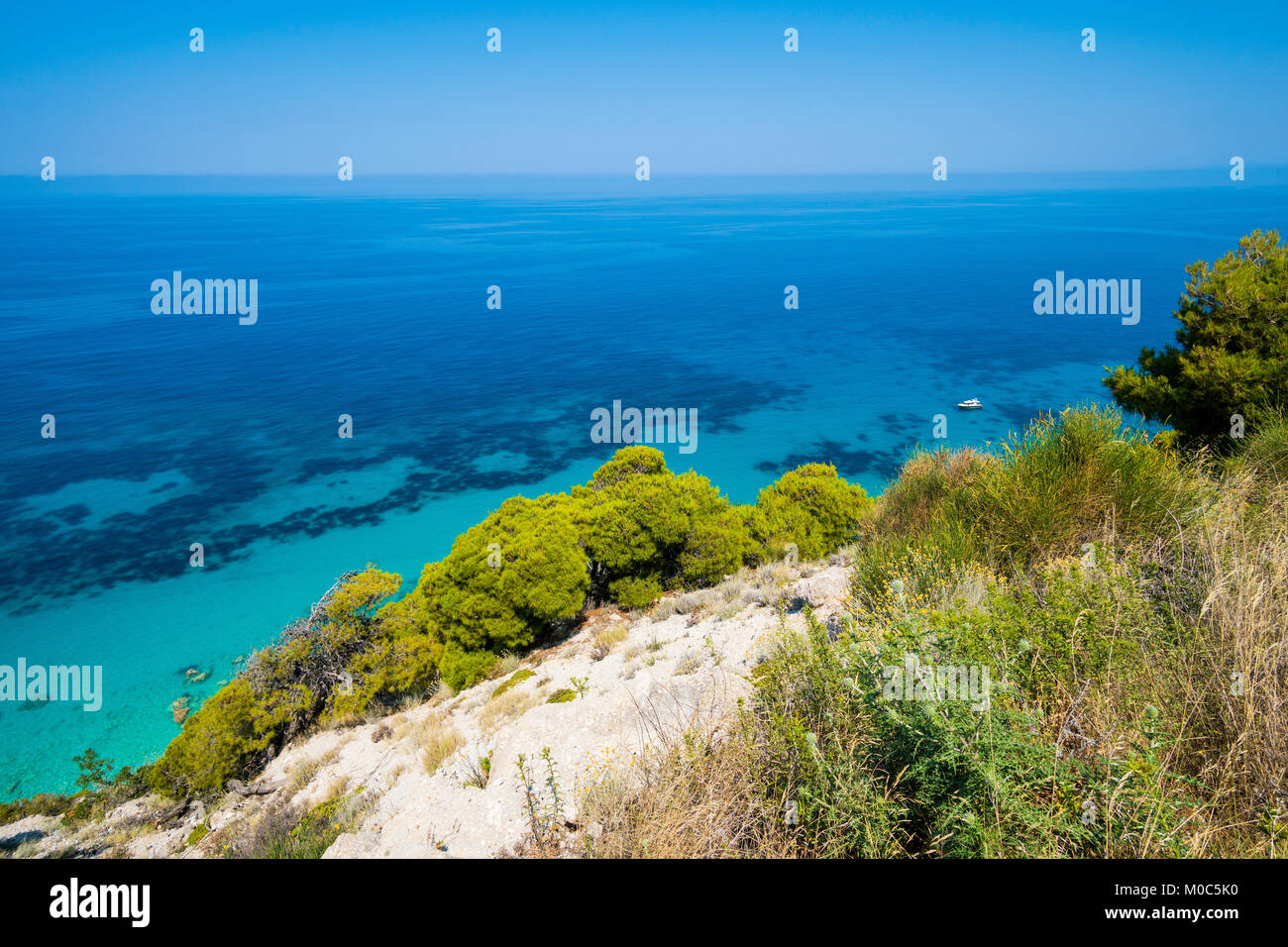 Aerial view of Ionian sea on Lefkada west coast Stock Photo