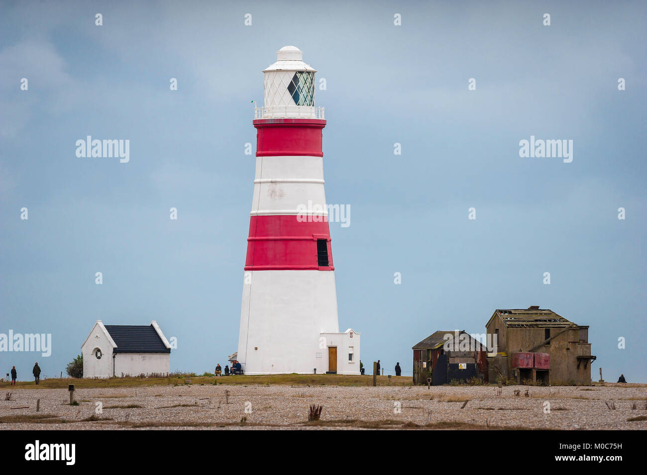 Orford Ness lighthouse, the decommissioned lighthouse on the beach at Orford Ness remains a popular attraction on the Suffolk coastal landscape, UK Stock Photo