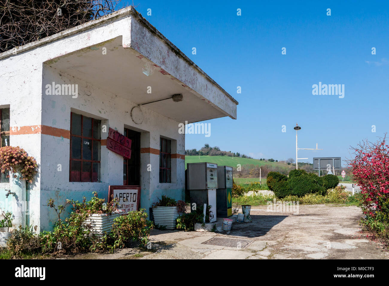Old gas station in Italy Stock Photo Alamy
