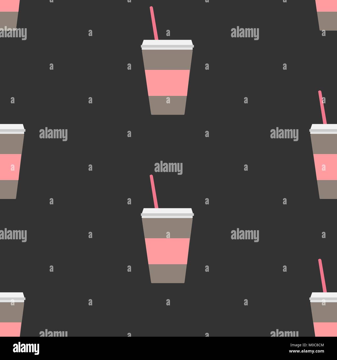 Seamless repeating Pattern with coffee cup on dark background Stock ...