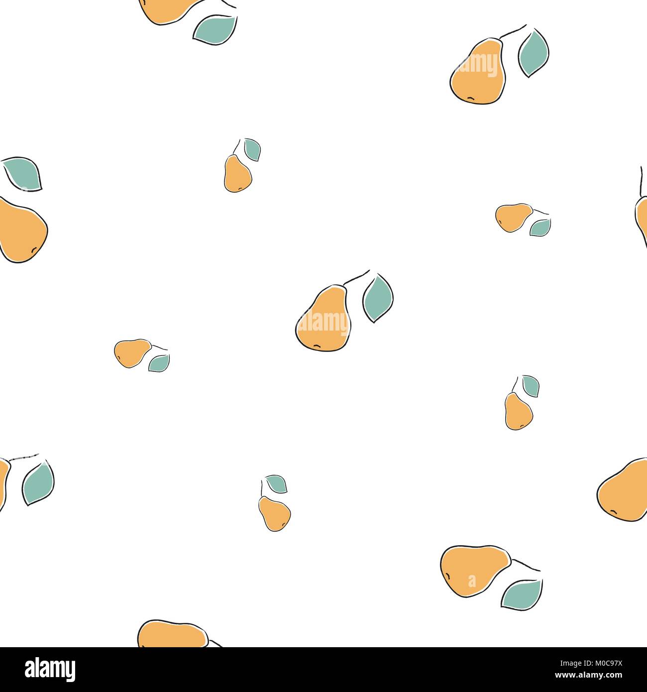 Seamless Pattern with hand drawn pears on white. Vector Illustration ...