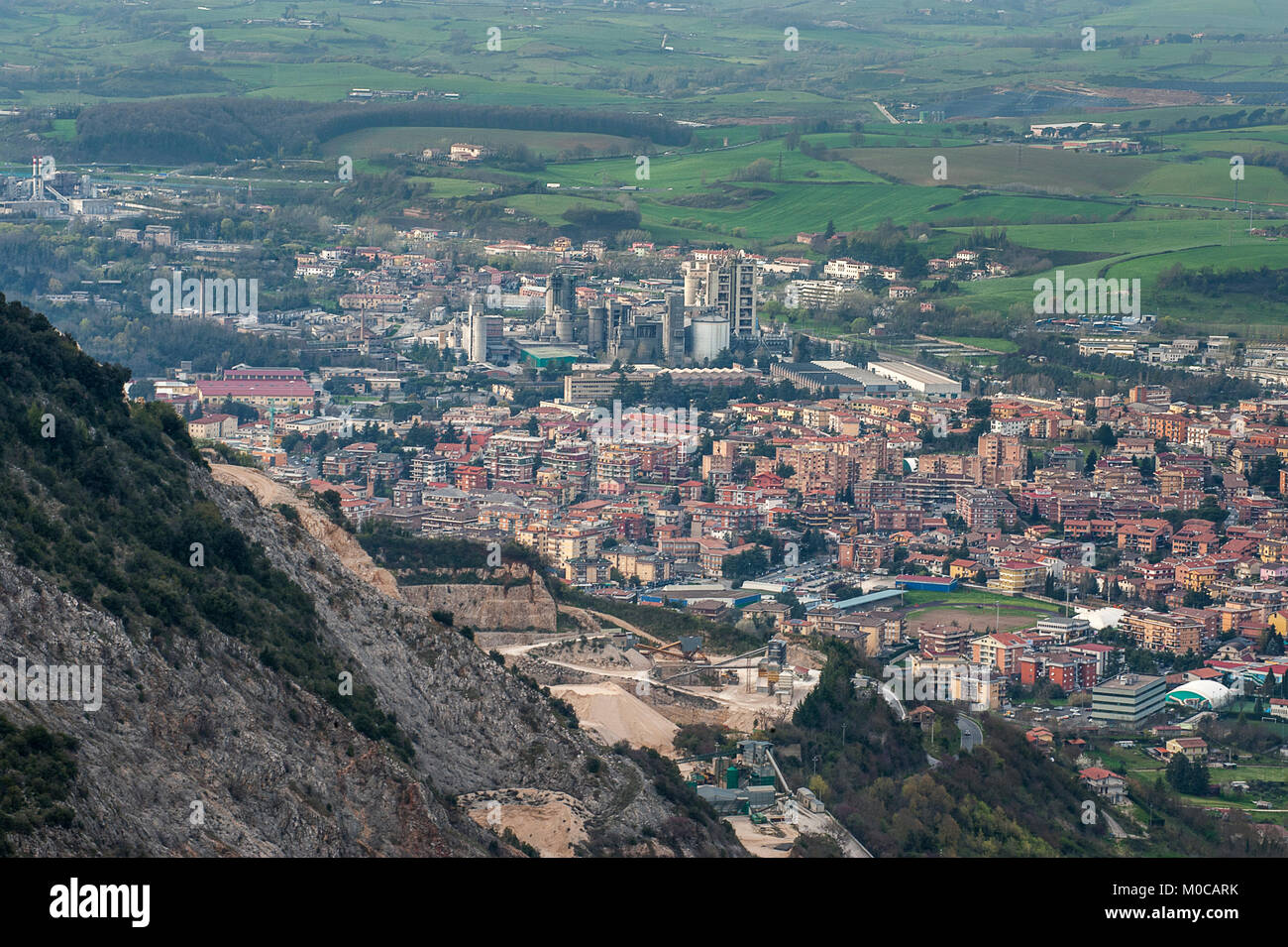 Aerial view of Colleferro, one of the most polluted cities in Italy Stock Photo
