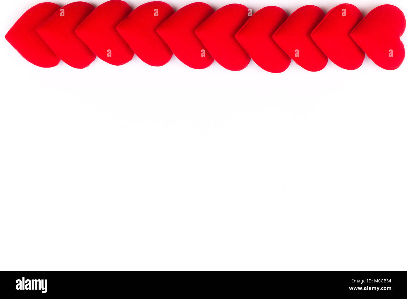 greeting card frame of red hearts on a white background. with Copy ...