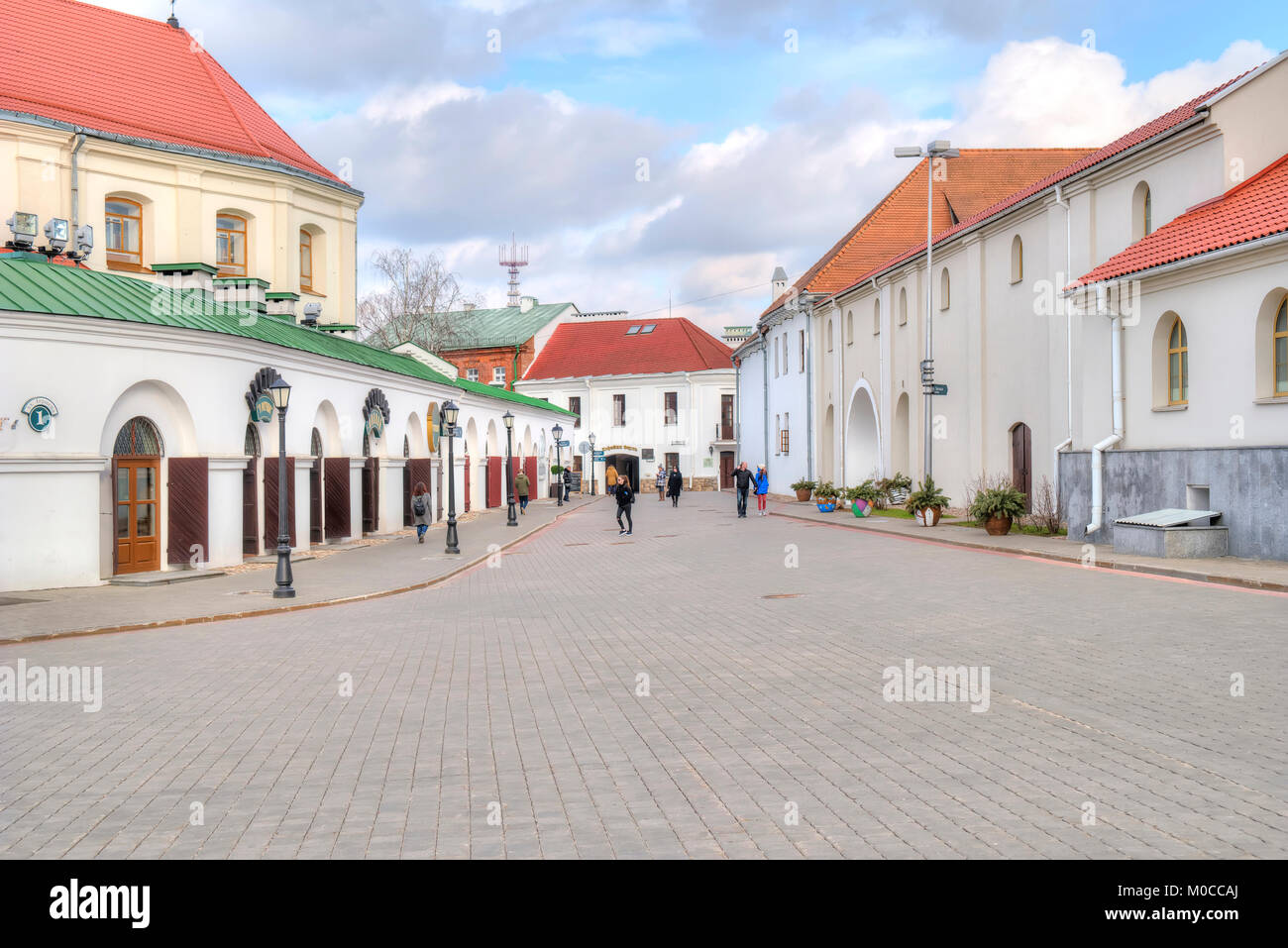 MINSK, BELORUSSIA - March 11.2017: Herzen Street. A complex of ancient buildings in the historic center of the city Stock Photo