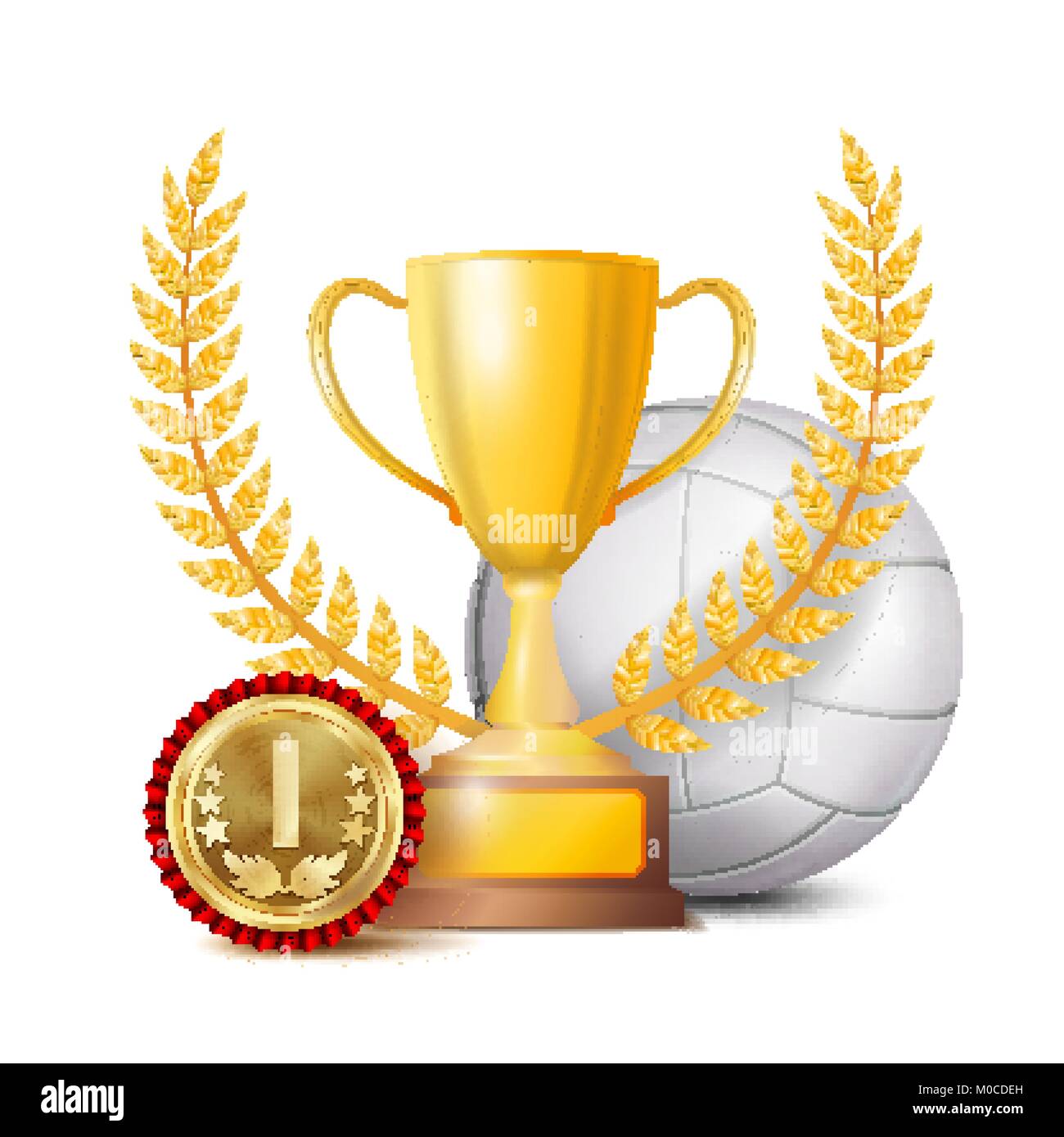 Volleyball Achievement Award Vector. Sport Banner Background. White ...