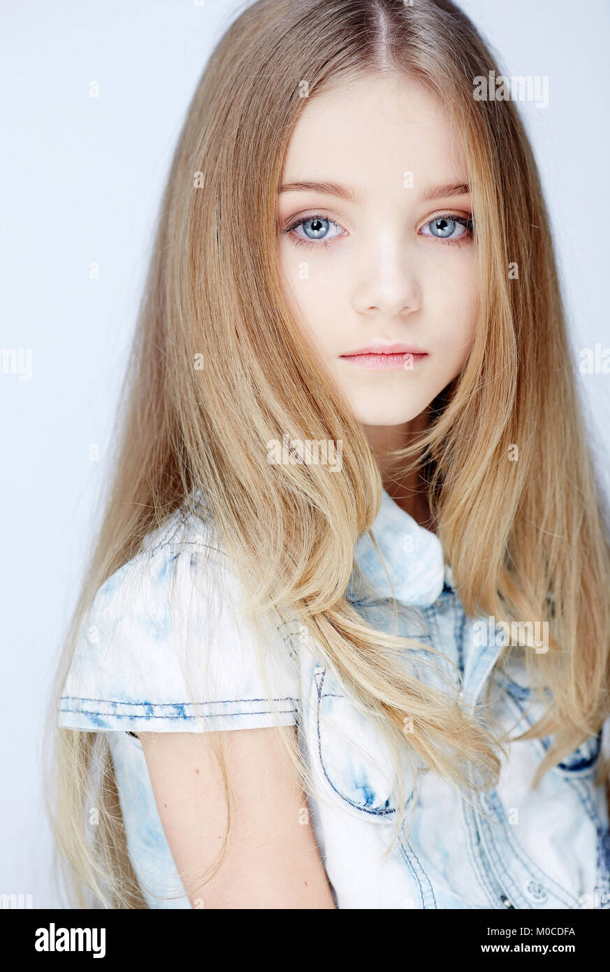 Young Girl Blue Eyes Blonde Long Hair Stock Photos Young Girl