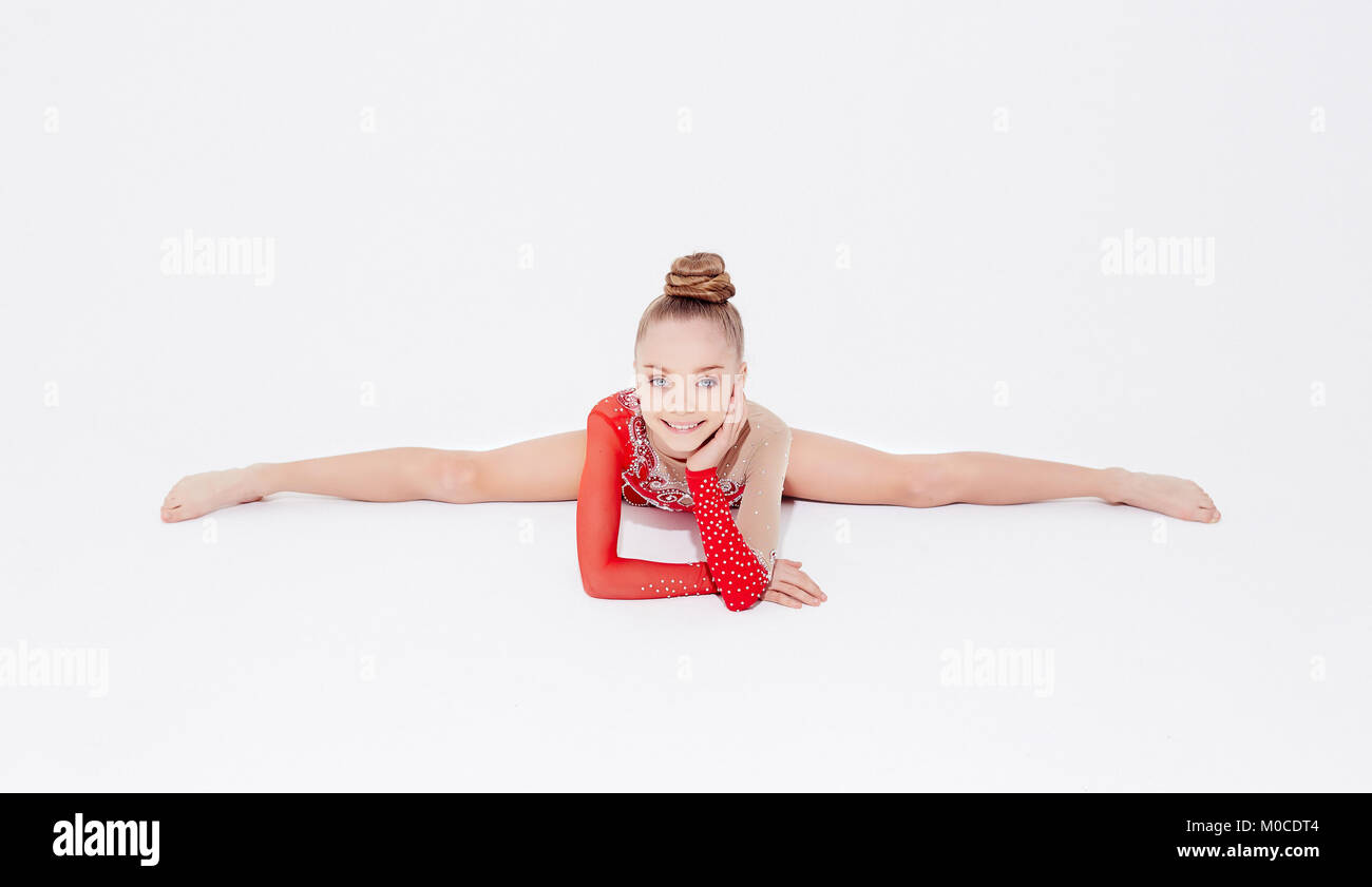 Girl with a Rhythmic Gymnastics Clubs.Flexibility in Acrobatics Stock Image  - Image of charming, colorful: 130603401