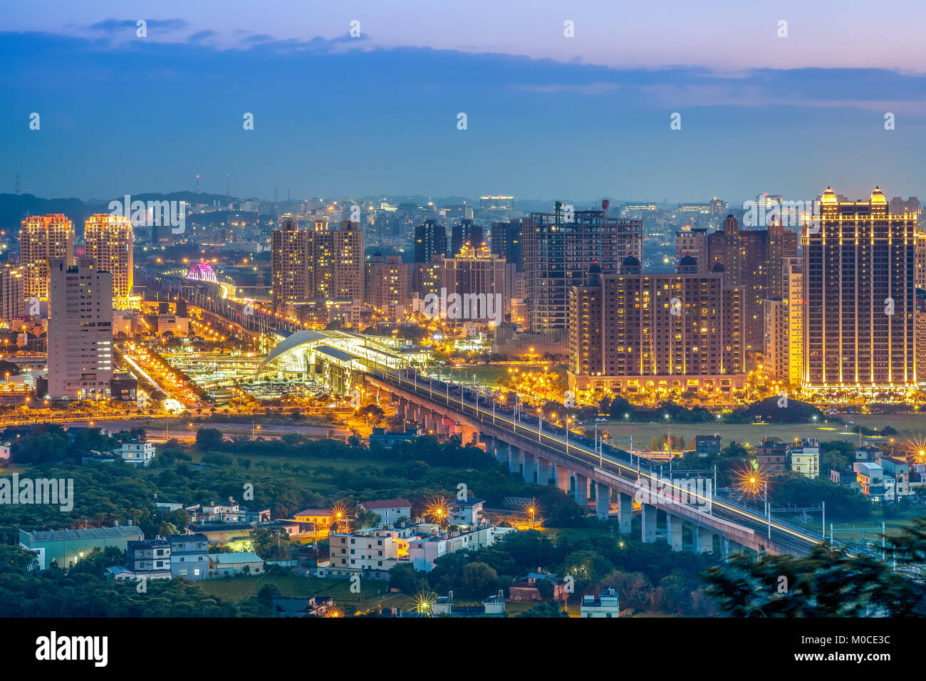skyline of zhubei city at night Stock Photo Alamy