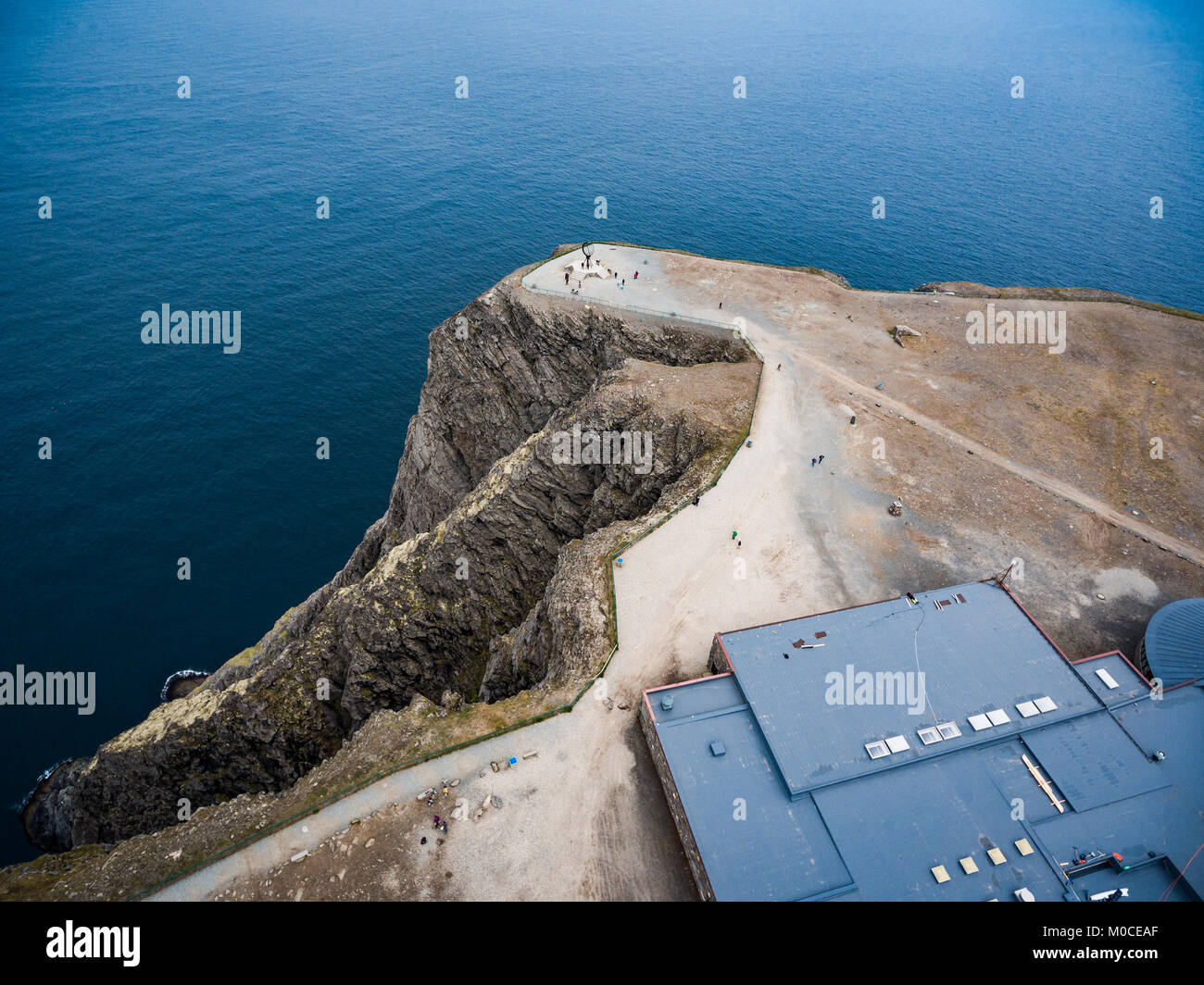 Barents Sea coast North Cape (Nordkapp) in northern Norway aerial photography. Stock Photo