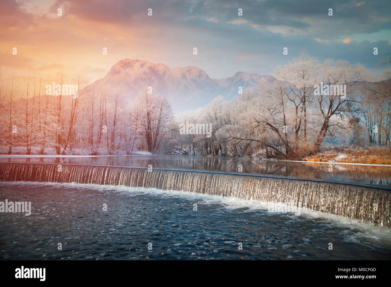 winter landscape. Forest in the background of mountains Stock Photo - Alamy