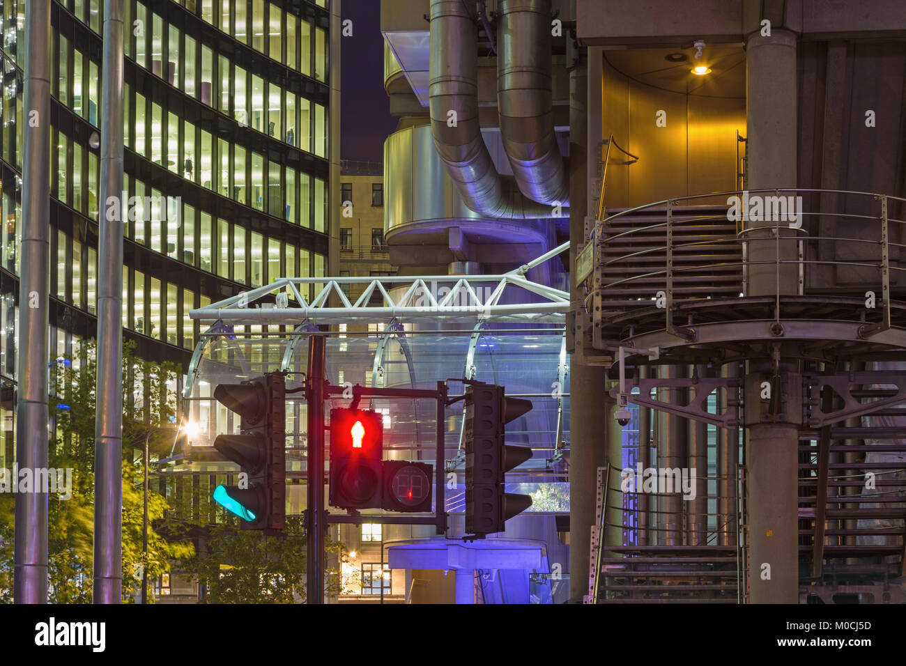 LONDON, GREAT BRITAIN - SEPTEMBER 18, 2017: The detail of towers of Willis building and Lloyd's building at dusk. Stock Photo