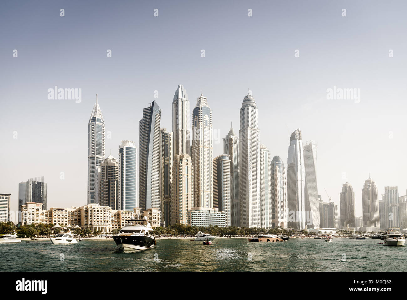 Seaside view of Dubai Marina skyline in 2017 Stock Photo