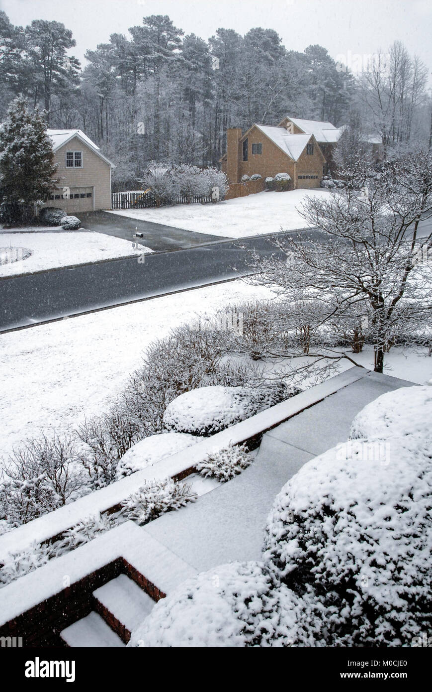 Snow covered neighborhood in Metro Atlanta, (USA Stock Photo