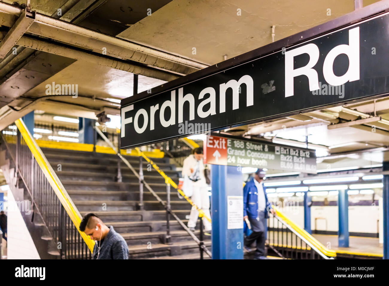 Bronx, USA October 28, 2017 Subway station entrance with people