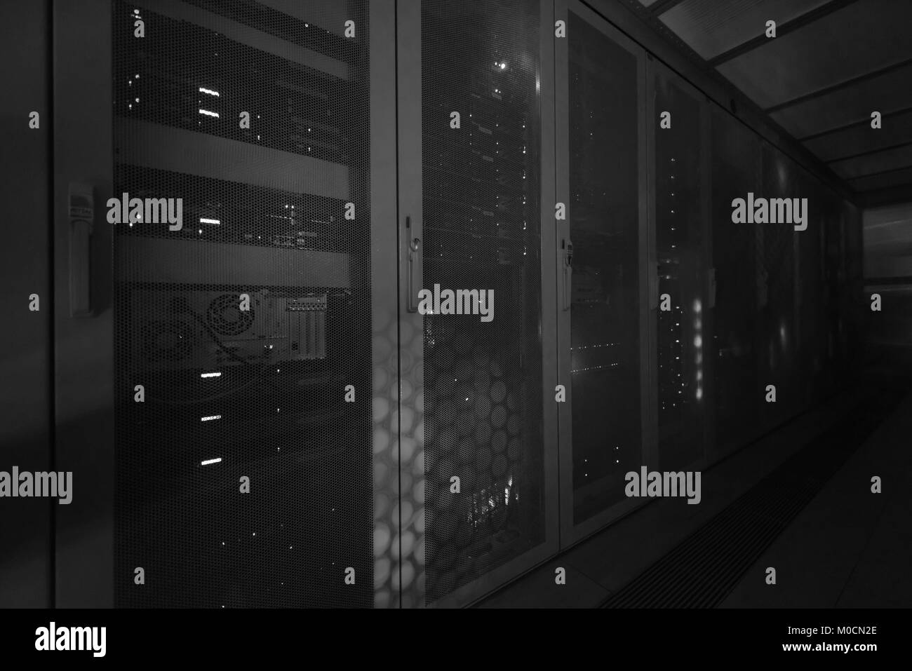 panel modern communication equipment with light from the display at ...