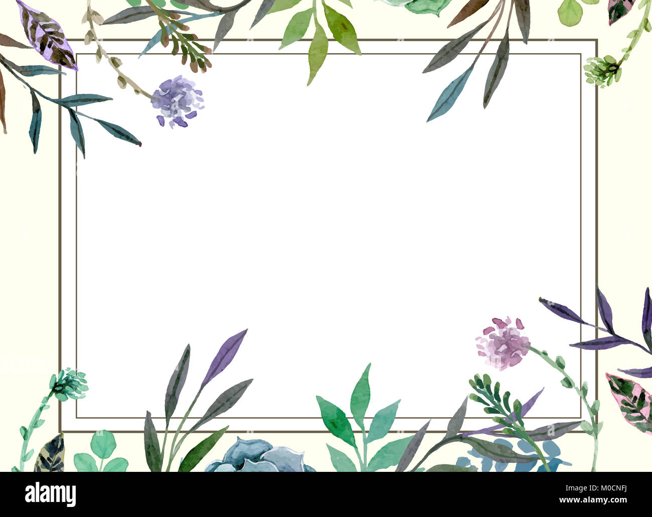 wedding invitation card template with floral pattern border