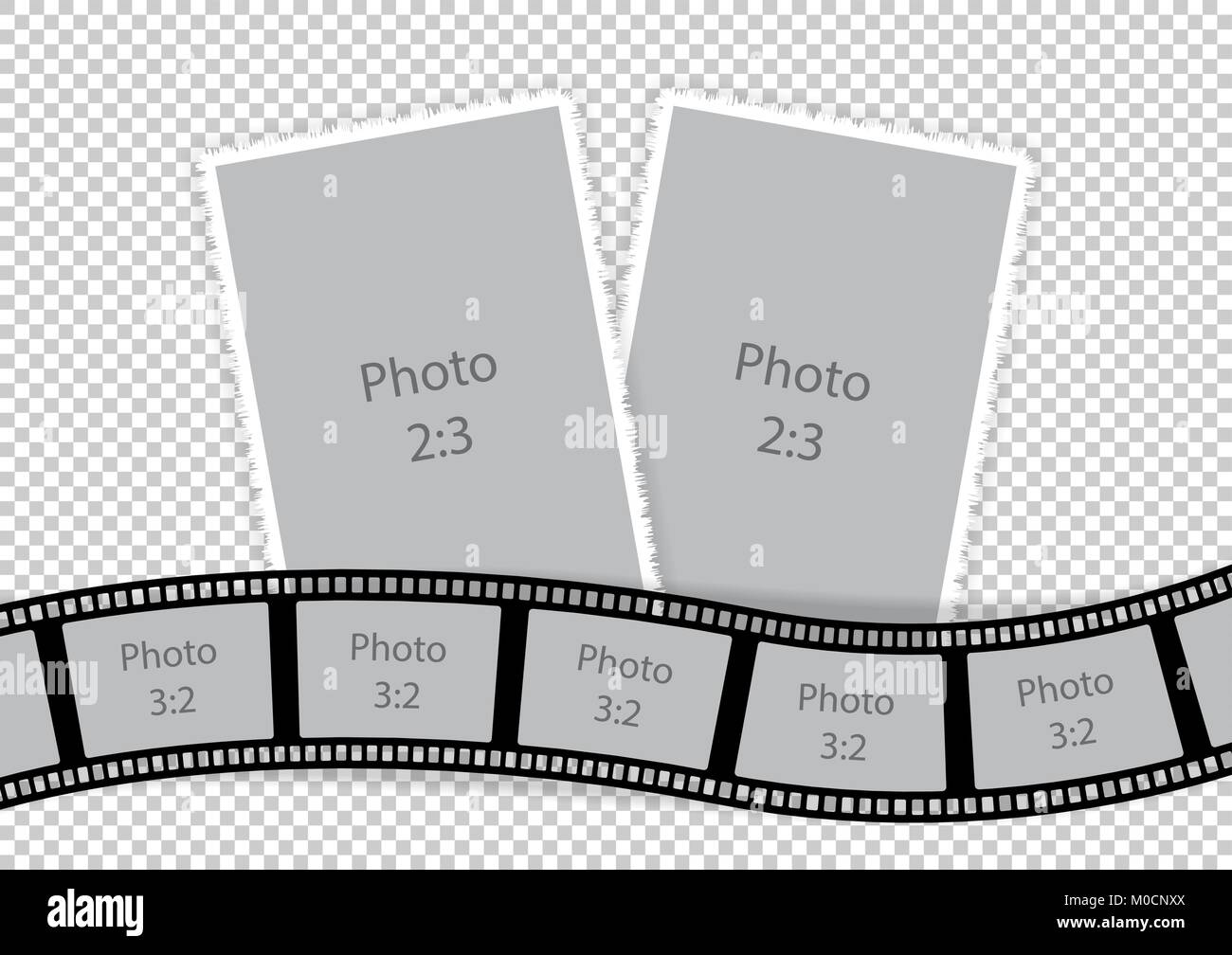Collage of photo frames from film template ideas. Vector illustration. Stock Vector