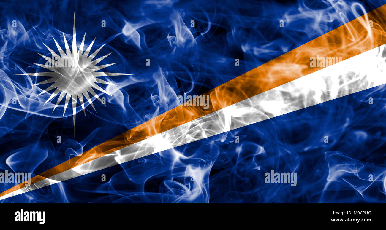 Marshall Islands smoke flag Stock Photo