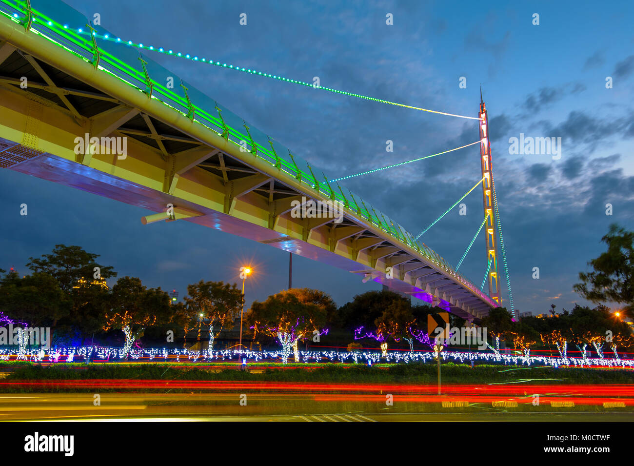 Cable-Stayed Bridge in Chubei, Taiwan Stock Photo