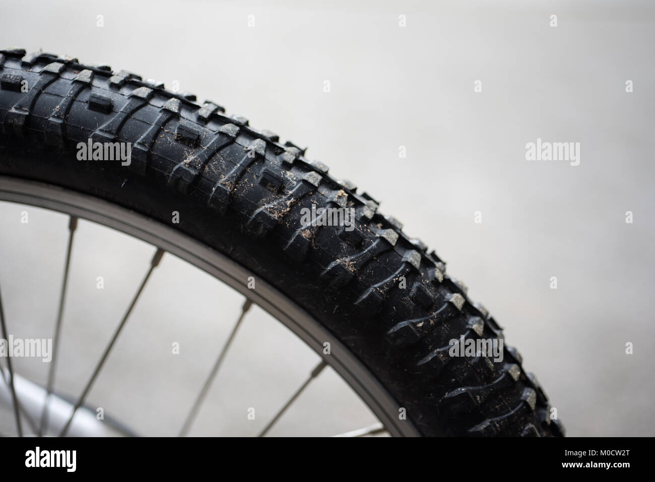 Bicycle tire with cleats Stock Photo