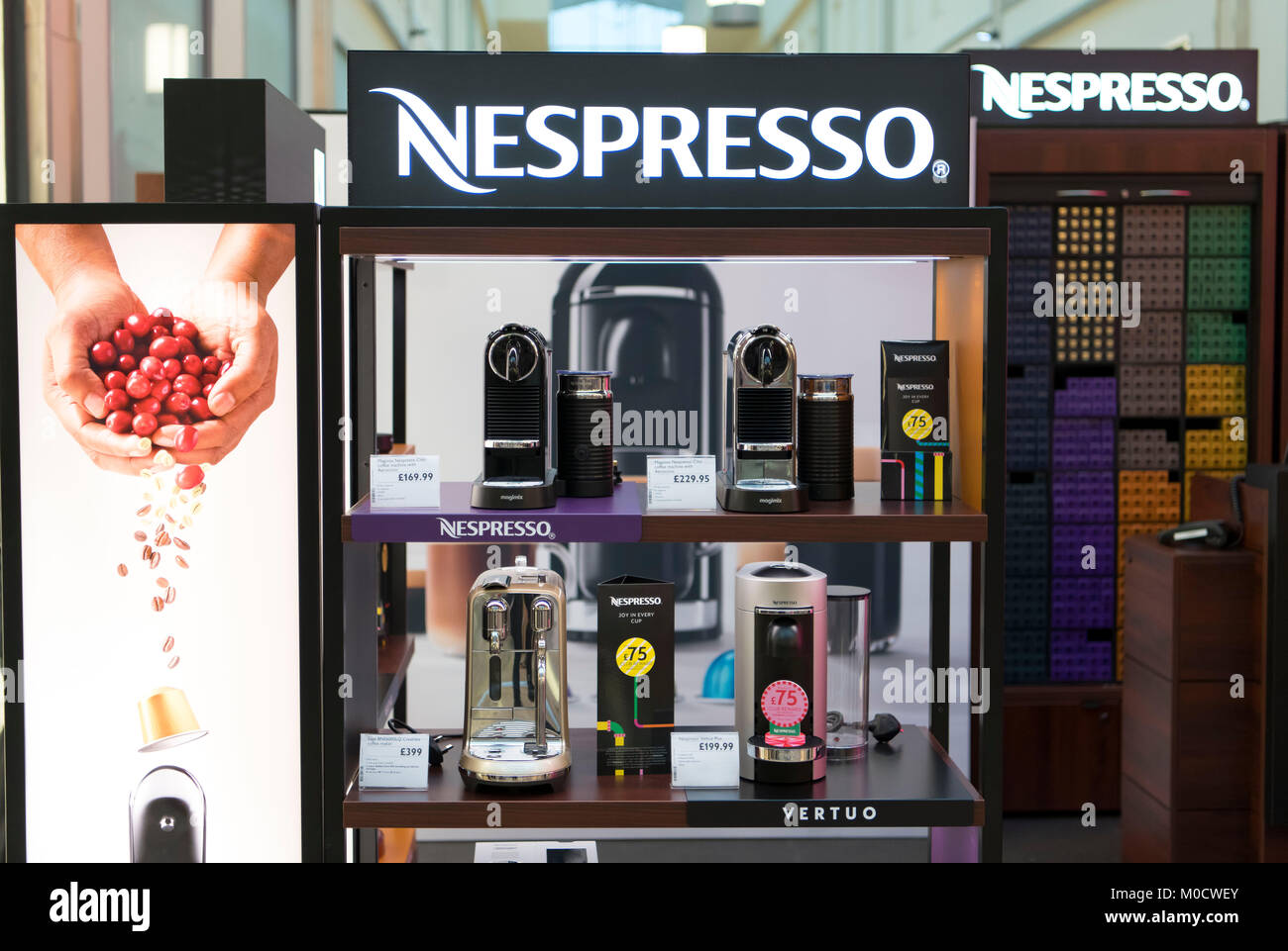 A Nespresso shop selling Nespresso coffee machines and coffee pods Stock  Photo - Alamy