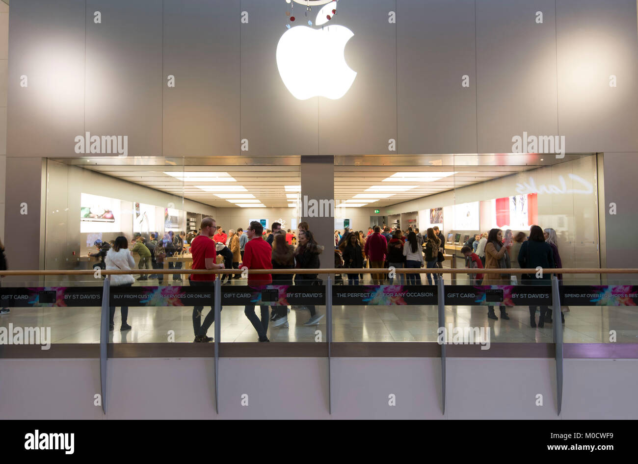 General view of the Apple Store in St. Davids Arcade, Cardiff, Wales